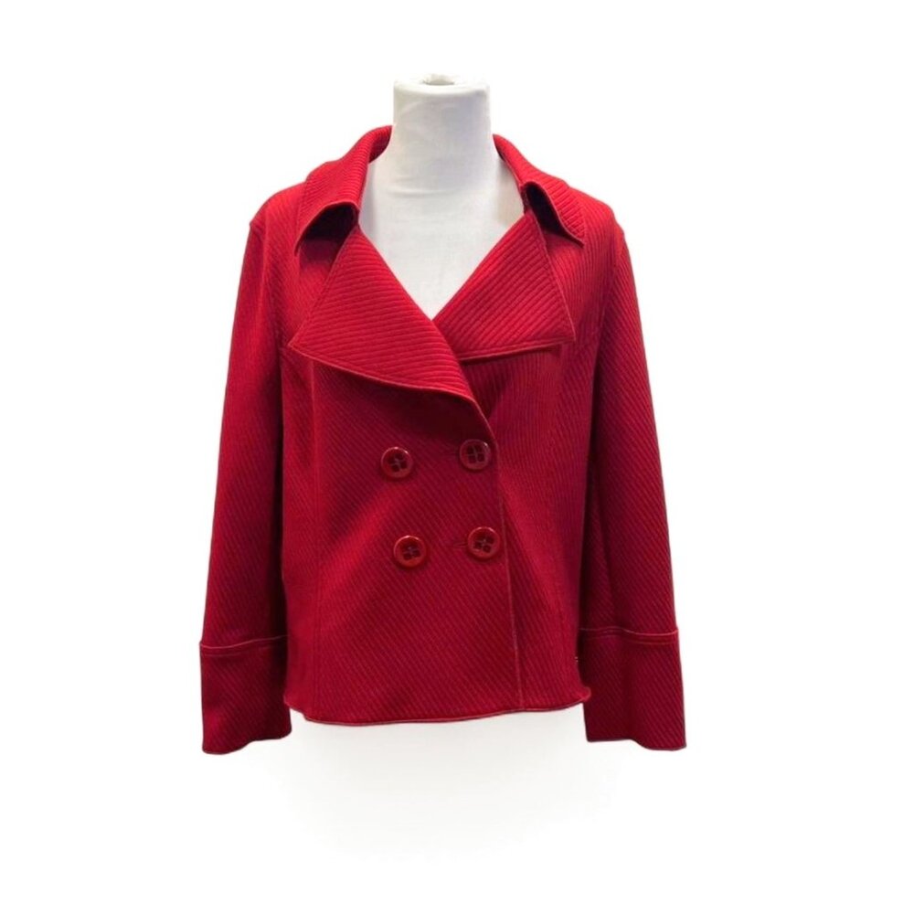 Red Double-Breasted Pea Coat - Women